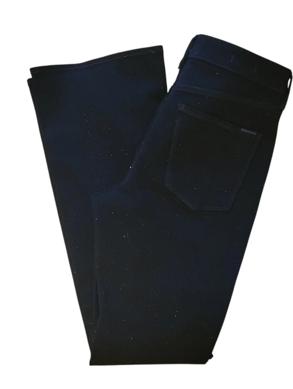 WHBM Black Crystal Embellished High Rise Skinny Flare Denim Jeans Size 8 - Picture 5 of 6